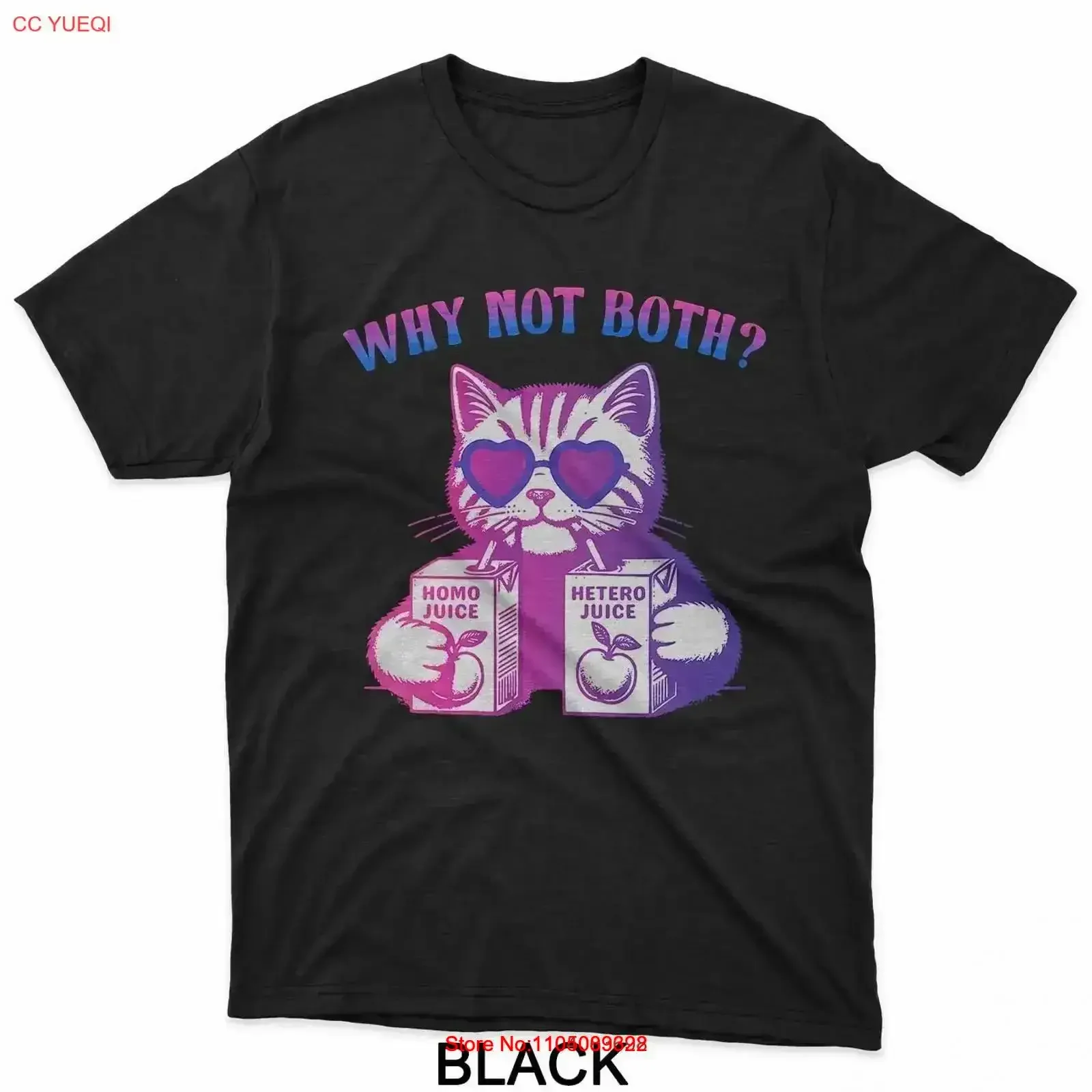 ثنائي الجنس لماذا لا كلا مضحك القط ثنائية فخر العلم LGBT تي شيرت خمر غسلها امتدت مصمم الأزياء الملابس خمر غسلها