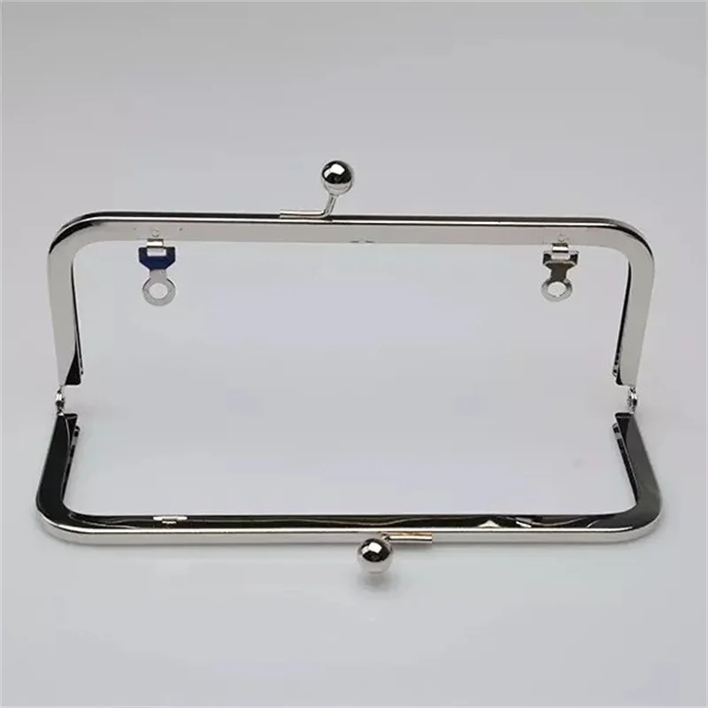 

8 x 2.5 inches (20 x 6.5 cm) Large Silver Ball Clasp Clutch Frame with Chain Loops - 8 Pieces