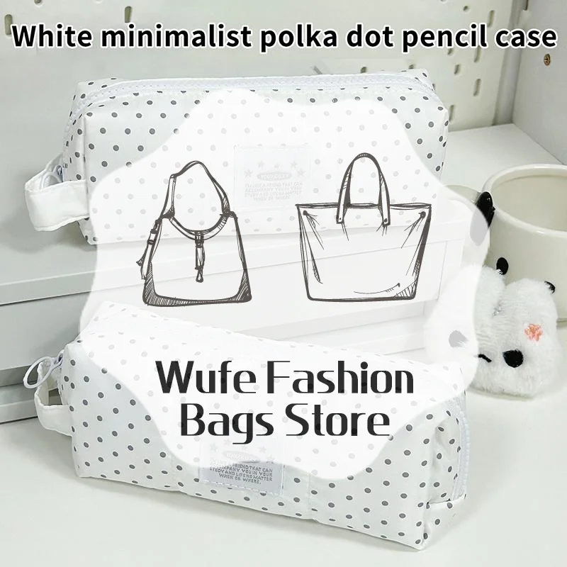 Polka Dot Pencil Case With Soft Padded Fabric And Smooth Zipper Perfect For Students School Office Stationery Storage