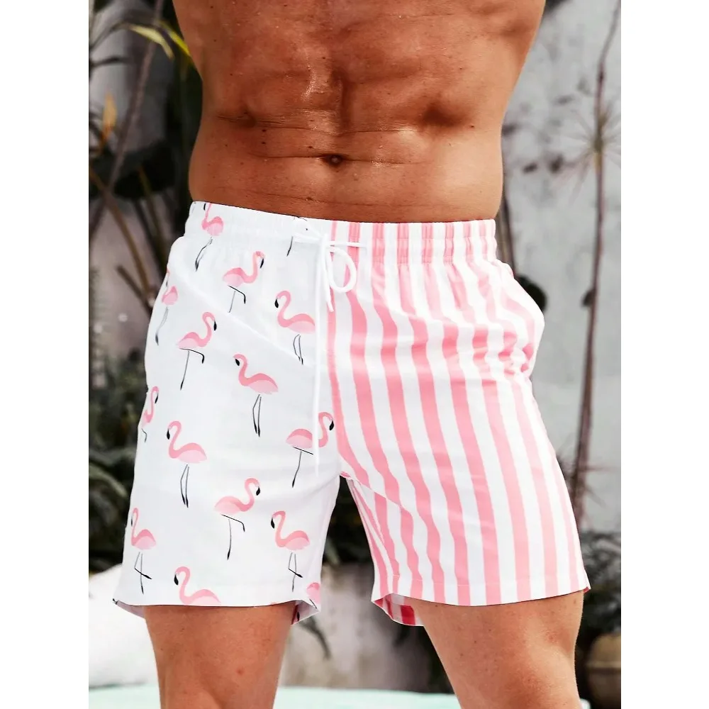 Men's Beach Shorts Summer Fashion Hawaii patterns Drawstring Men's swim Trunks Elastic Waist 3D Print Gradient Breathable Shorts