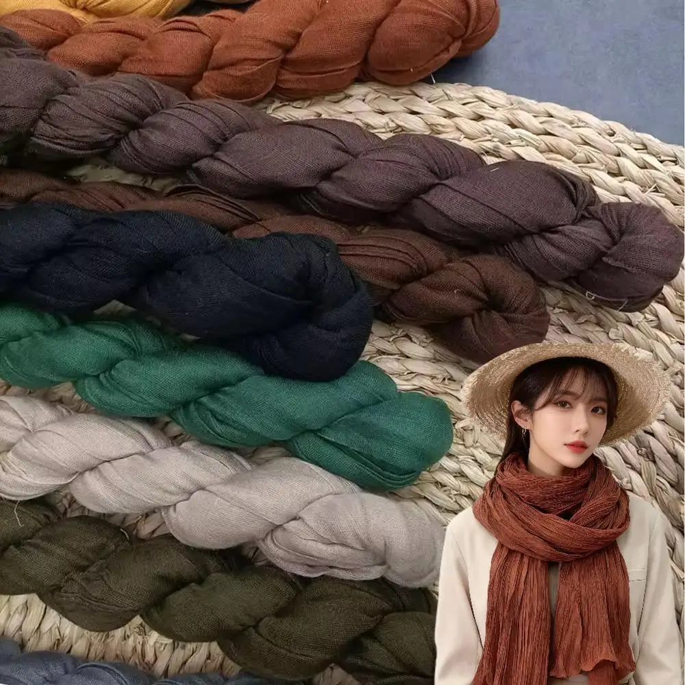 للجنسين الشتاء بلون القطن القنب مطوي وشاح الرجعية لينة طويلة منديل سميكة الدافئة الباردة في الهواء الطلق التزلج الرقبة أدفأ