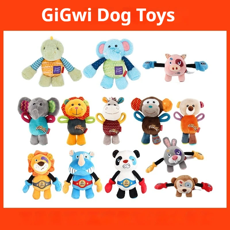 

GiGwi Plush Squeaky Dog Toys Cute Lion Monkey Elephant Bear Donkey Stuffed Chew Toys For Boredom Relief For Small Medium Dogs
