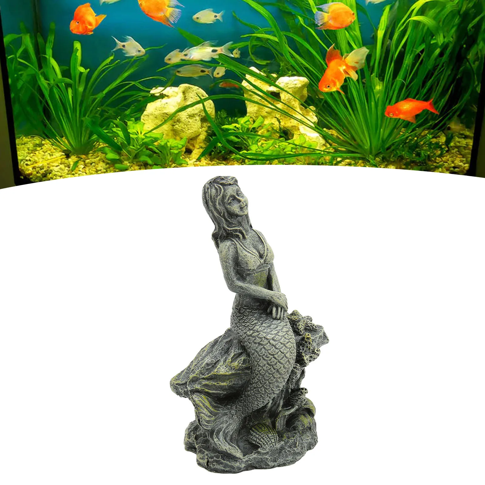 

Aquarium Mermaid Statue, Resin Material, Size Approx. 15.5x10cm / 6.1x3.9in, 1 Piece, Fish Tank Decor for Aquarium Decorations