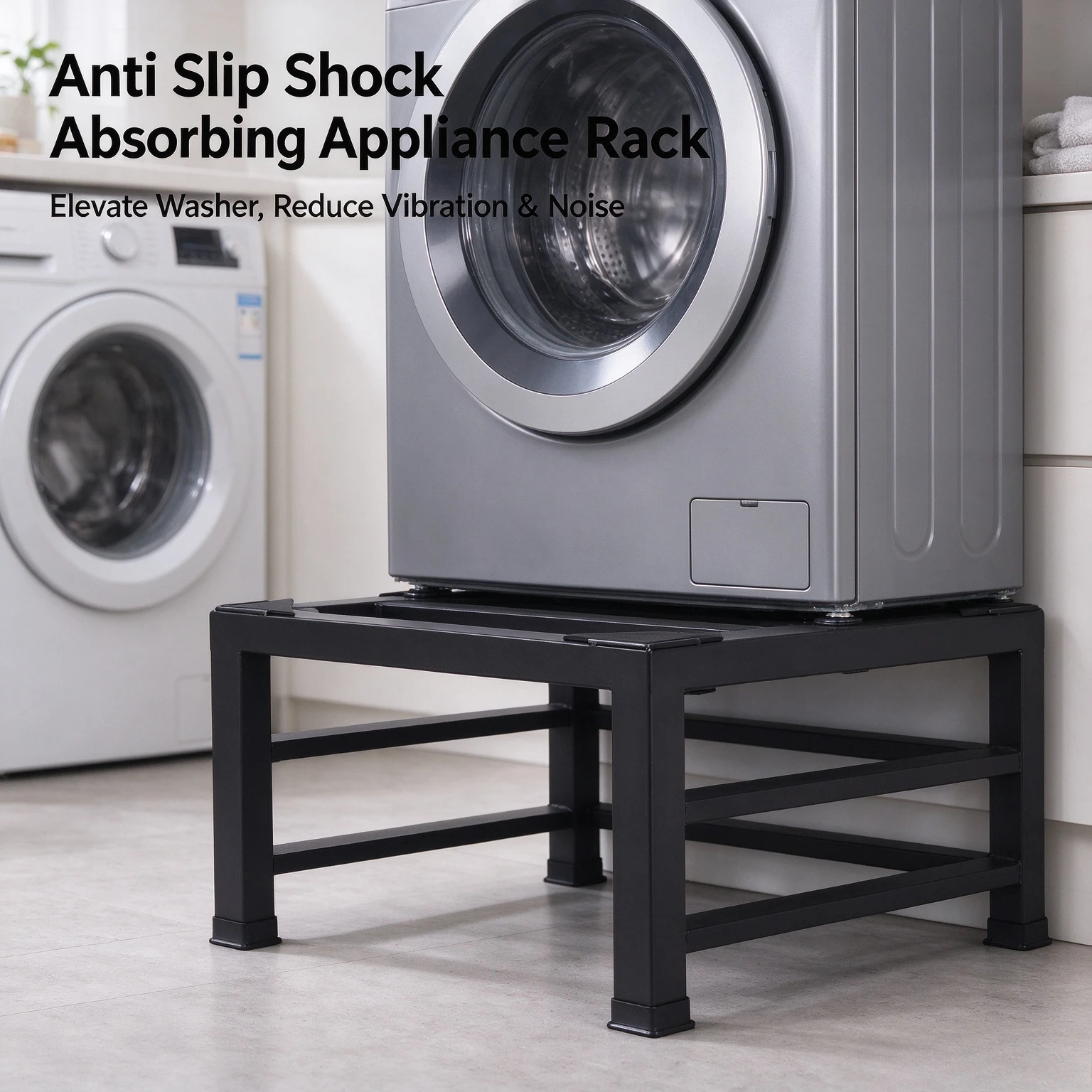 Heavy Carbon Steel Appliance Raising Stand, Shockproof Fixed Support Frame, Elevated Bracket for Washing Machine Fridge Dryer
