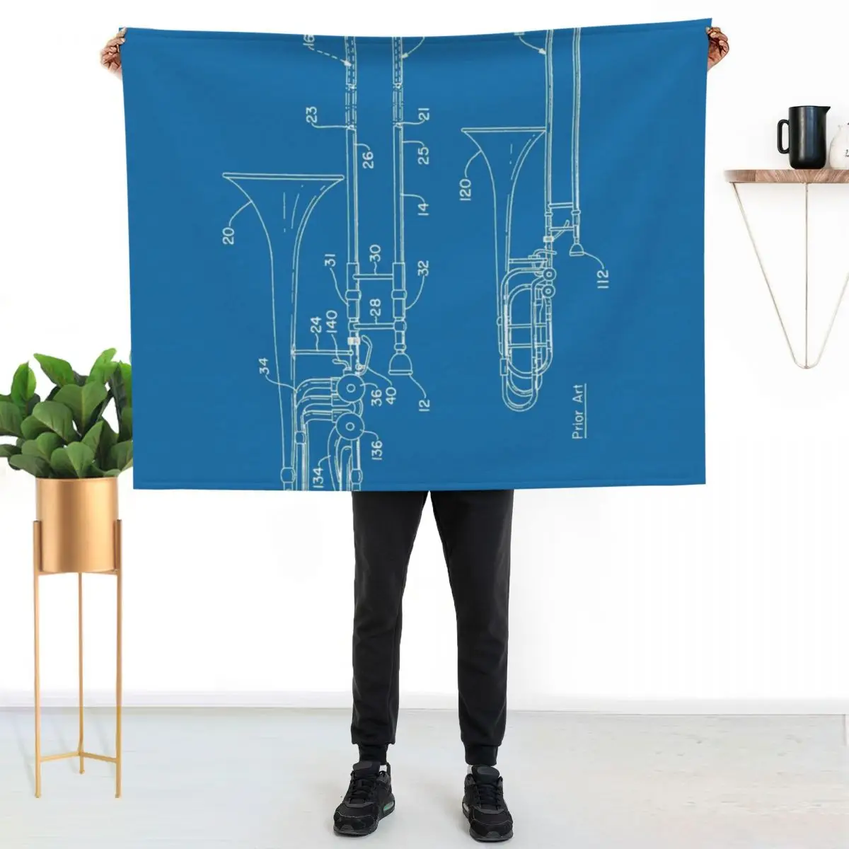 Slide trombone patent - white Throw Blanket Softest Summer Soft Beds Comforter manga Flannel Blankets