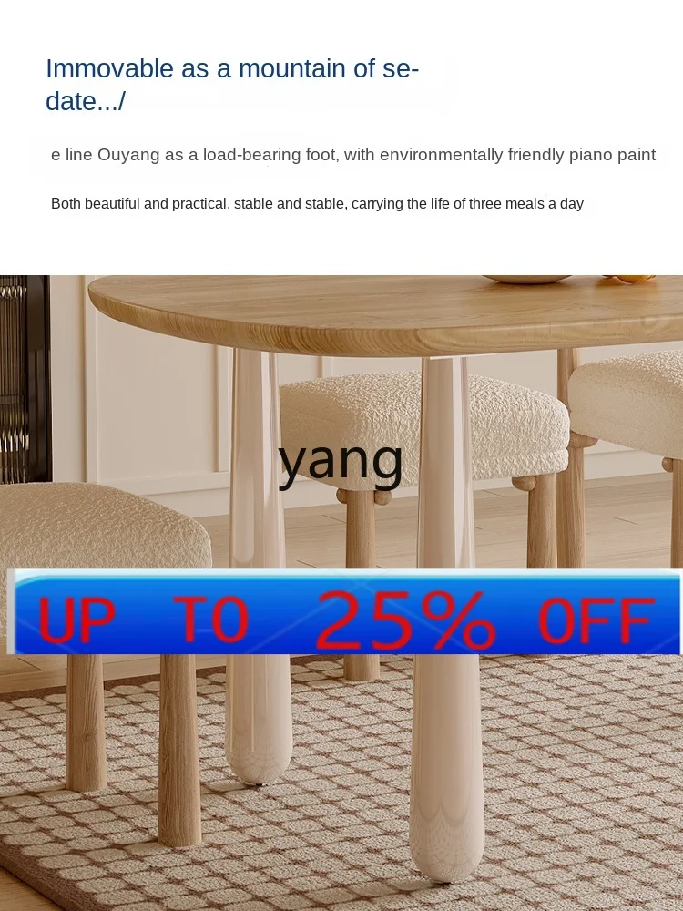 

CX Retro Solid Wood Dining Tables and Chairs Set Household Oval Log Style Dining Table