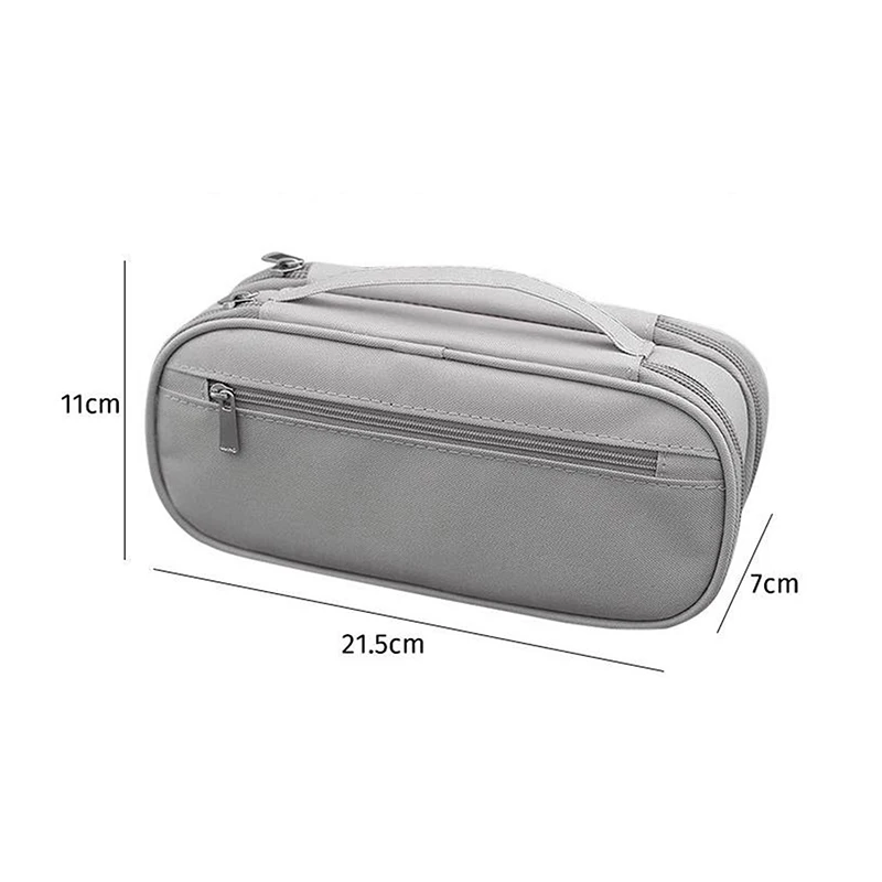 Fashion Solid Color Handheld Multi Layer Large Capacity Pencil Case Oxford Cloth Pencil Case Simple Stationery Storage Bag Gifts