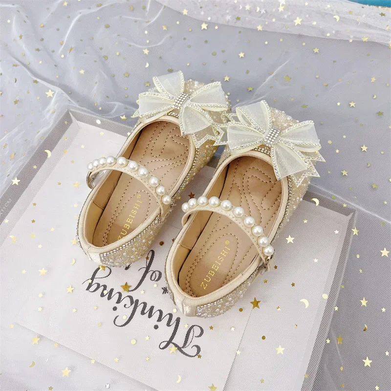 

Мэри Джейн для девочек на свадьбу, вечеринку, коллекция 2025 года, расшитая бантом, блестками и стразами, неглубокая детская модная универсальная мягкая детская повседневная обувь