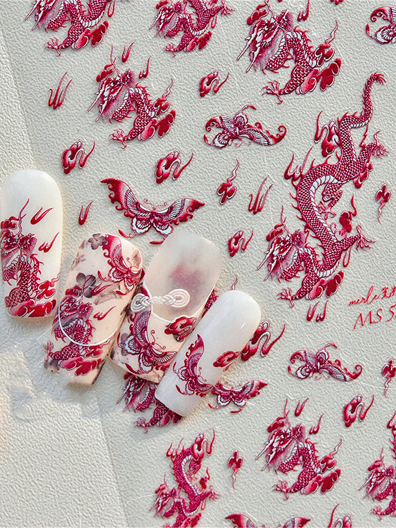 1pcs 5D Noble Chinese Dragon Nail Sticker Ancient Totem  New Year Embossed  Self Adhesive Nail Art Sticker Manicures
