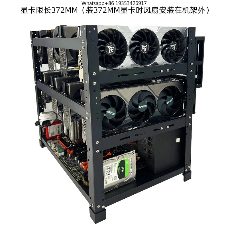 New product stackable open 6-card 8-card 10-card 12-card fixed rack, suitable for dual power multi-AI graphics card rack