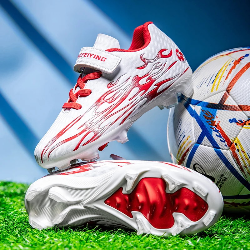 Пара детских четырехсезонных кожаных футбольных бутсов с длинными заклепками, износостойкие футбольные бутсы, размеры 30-39, XJL-25001-1