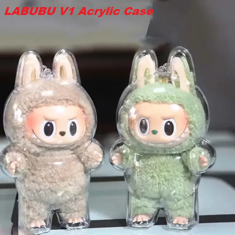 

Для Labubu прозрачный защитный чехол пылезащитный виниловый ящик для хранения кукол милый эльф плюшевый чехол для дисплея для сидения вечерние куклы