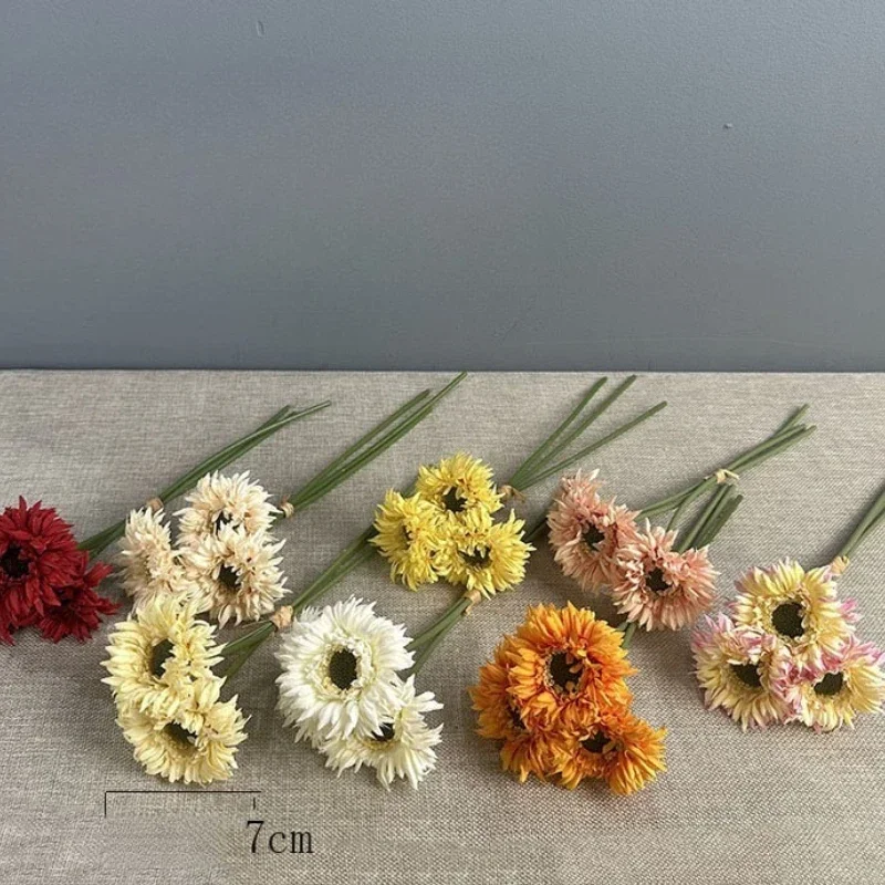 10 Stück Garten-Orange Gebürstete Chrysanthemen Künstliche Blumen Balkon-Dekoration Simulierte Gerbera-Bündel Seiden-Kunstblumen – Detail 1