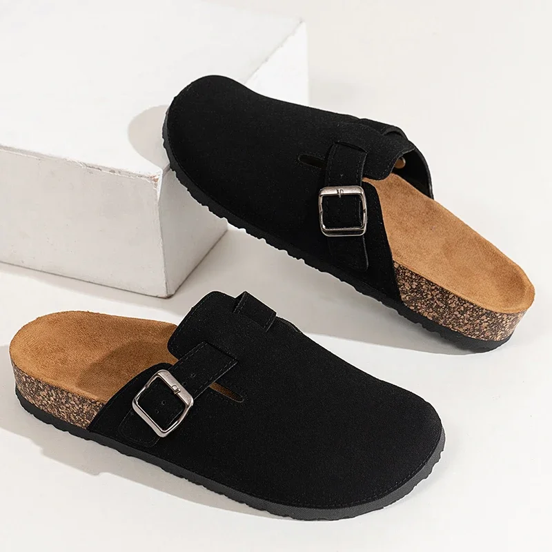 Fashion Women Clogs Shoes Outdoor Classic Cork Slide With Arch Support Beach Sandals Cork Suede Mules Slippers For Women