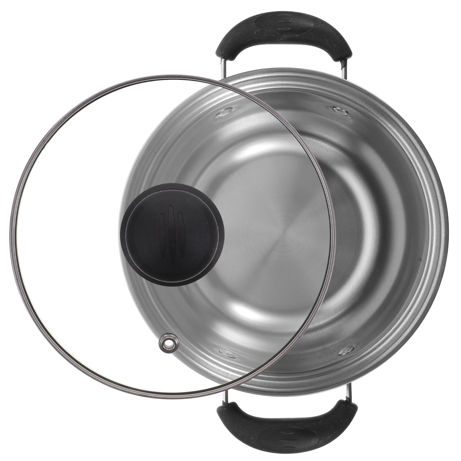 

Stainless Steel Milk Pot 16cm Double Handle Soup Pan Glass Lid Arc Shape Easy All Stoves Anti Corrosion