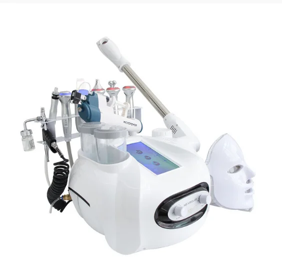 New 10 in 1 Hydrogen Oxygen Small Bubble Machine Facial Steamer Lumi Spa H2O2 Hydro Dermabrasion RF Beauty Face Massage Devices