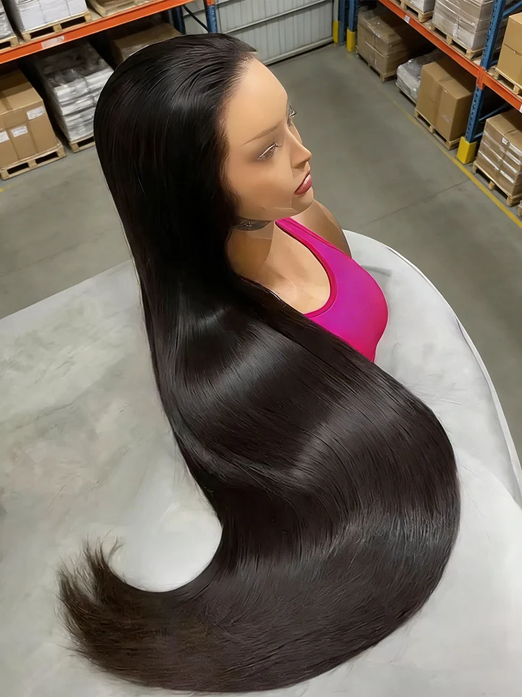 

40-дюймовый парик из 100% натуральных человеческих волос, идеально прямой, мягкий, предварительно сформированный, с высокой плотностью 250%, без клея, с HD-кружевной фронтальной частью 13x4/13x6