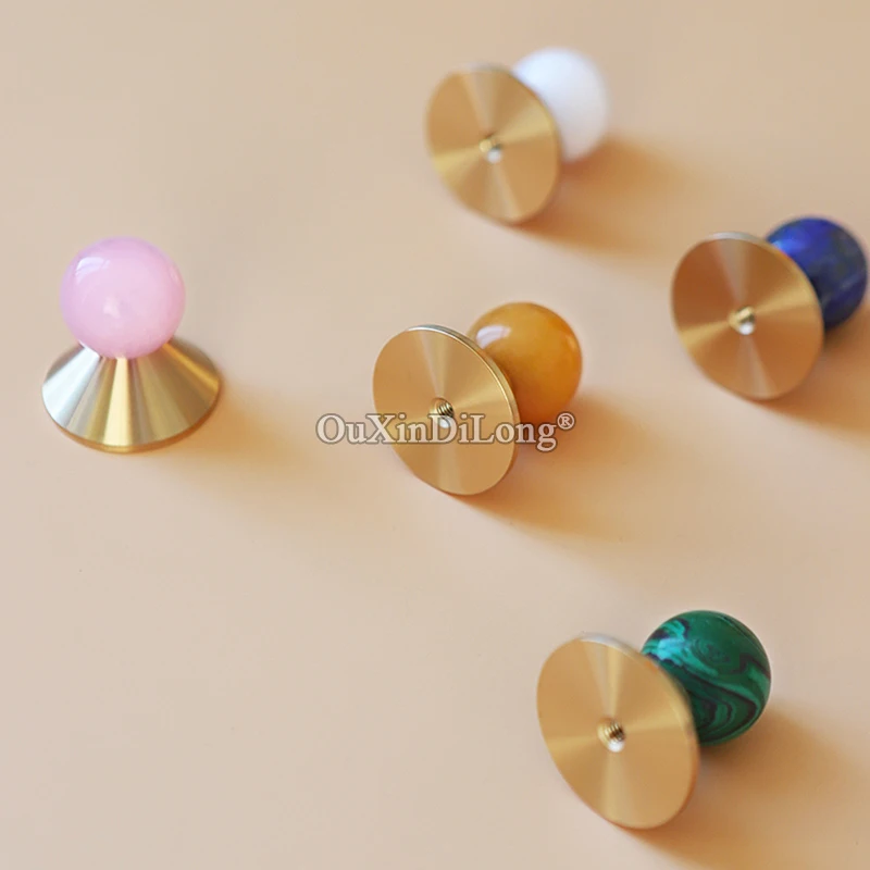 10PCS Jade/Marble Brass Sunny Doll Furniture Pulls Handles Drawer Knobs Cupboard Wardrobe Kitchen TV Wine Cabinet Pulls Knobs