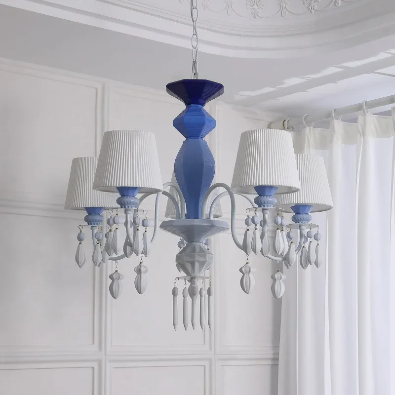 โคมไฟระย้าสไตล์ฝรั่งเศสโบราณ สำหรับห้องนอน หรูหราแบบเรโทร โคมไฟห้องนั่งเล่น