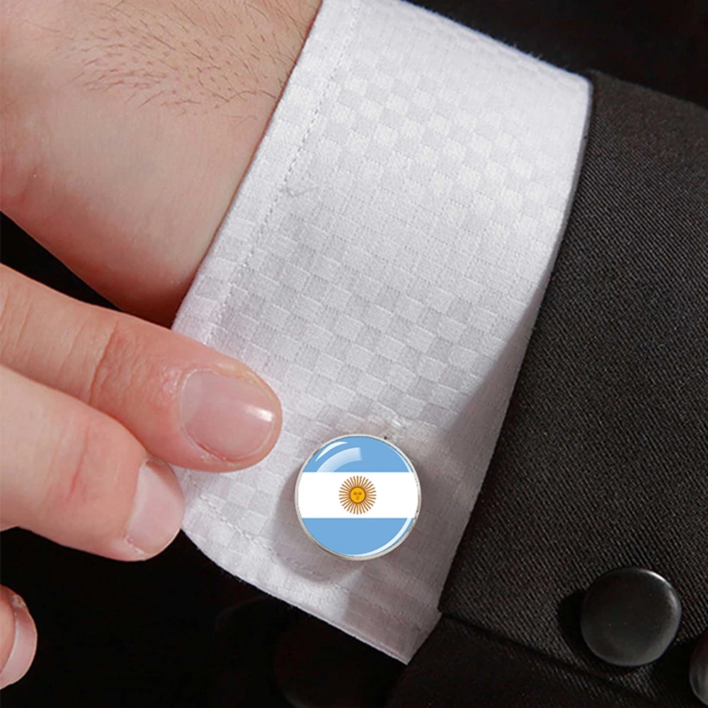 South America Flags Cufflinks Argentina Brazil Chile Peru Glass Dome Cufflinks for Men Business Wedding Luxury Jewelry Gift