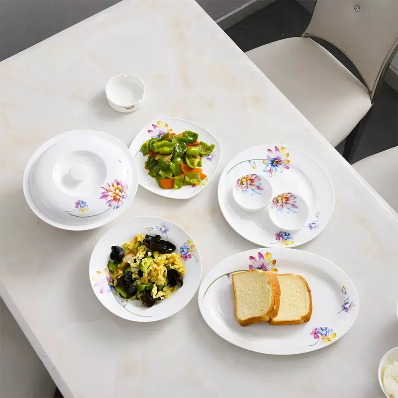 46piece set, bone china dinner set, floral painting, bento box food container, buffet dishes porcelain, wedding decoration