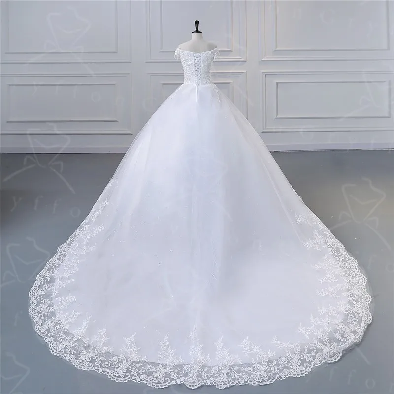 Robe De mariée légère en dentelle, col bateau, Robe De bal De luxe, élégante, grande taille, Photo réelle