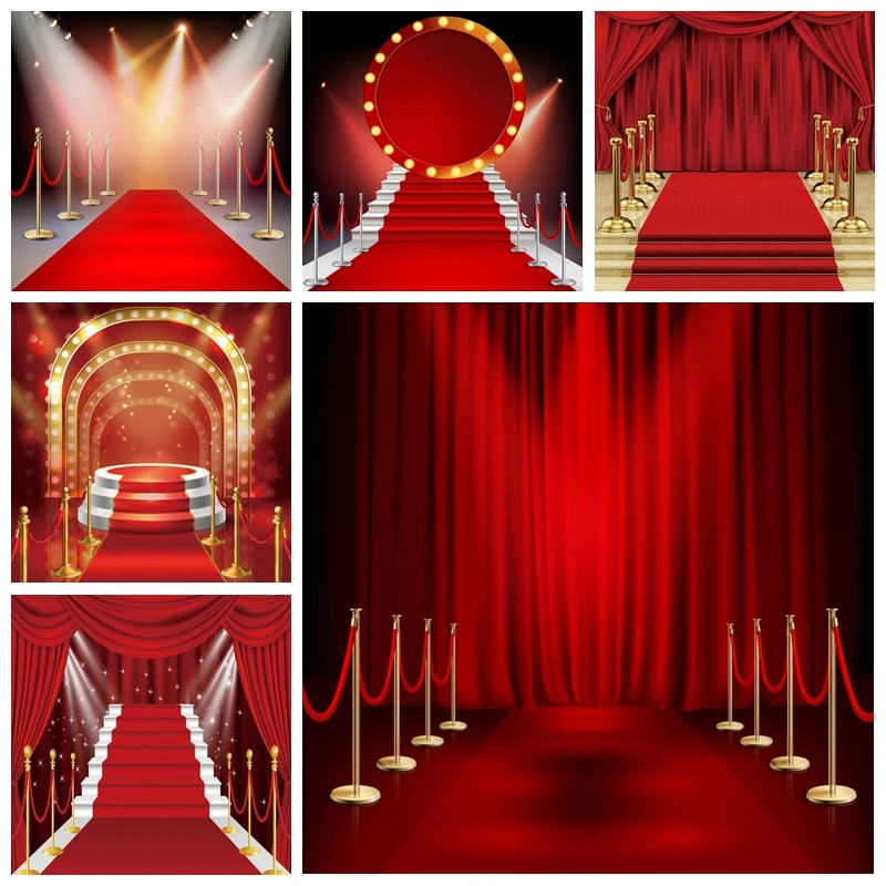 Red Carpet Backdrop Movie Night Birthday Party Photography Background Star Awards Film Ceremony Festival Celebration Photocall