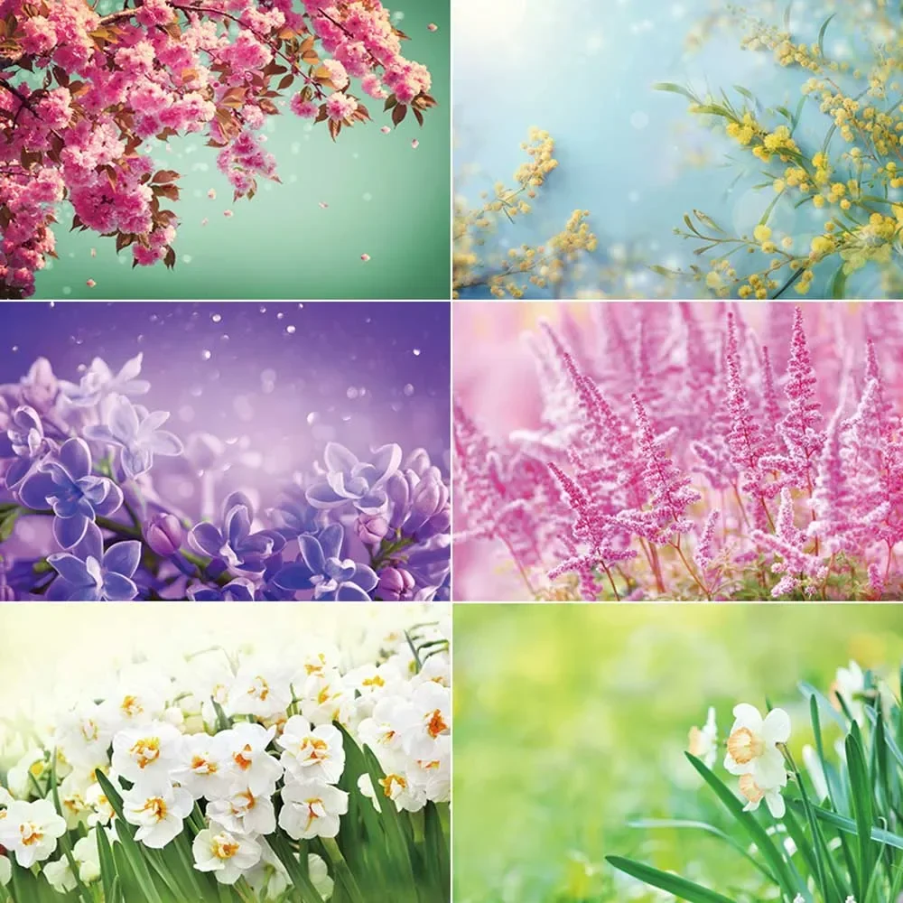 

MOON.QG Spring Floral Flowers Green Grass Photography Backdrop Portrait Photozone Backgrounds Home Decoration Photo Studio Props