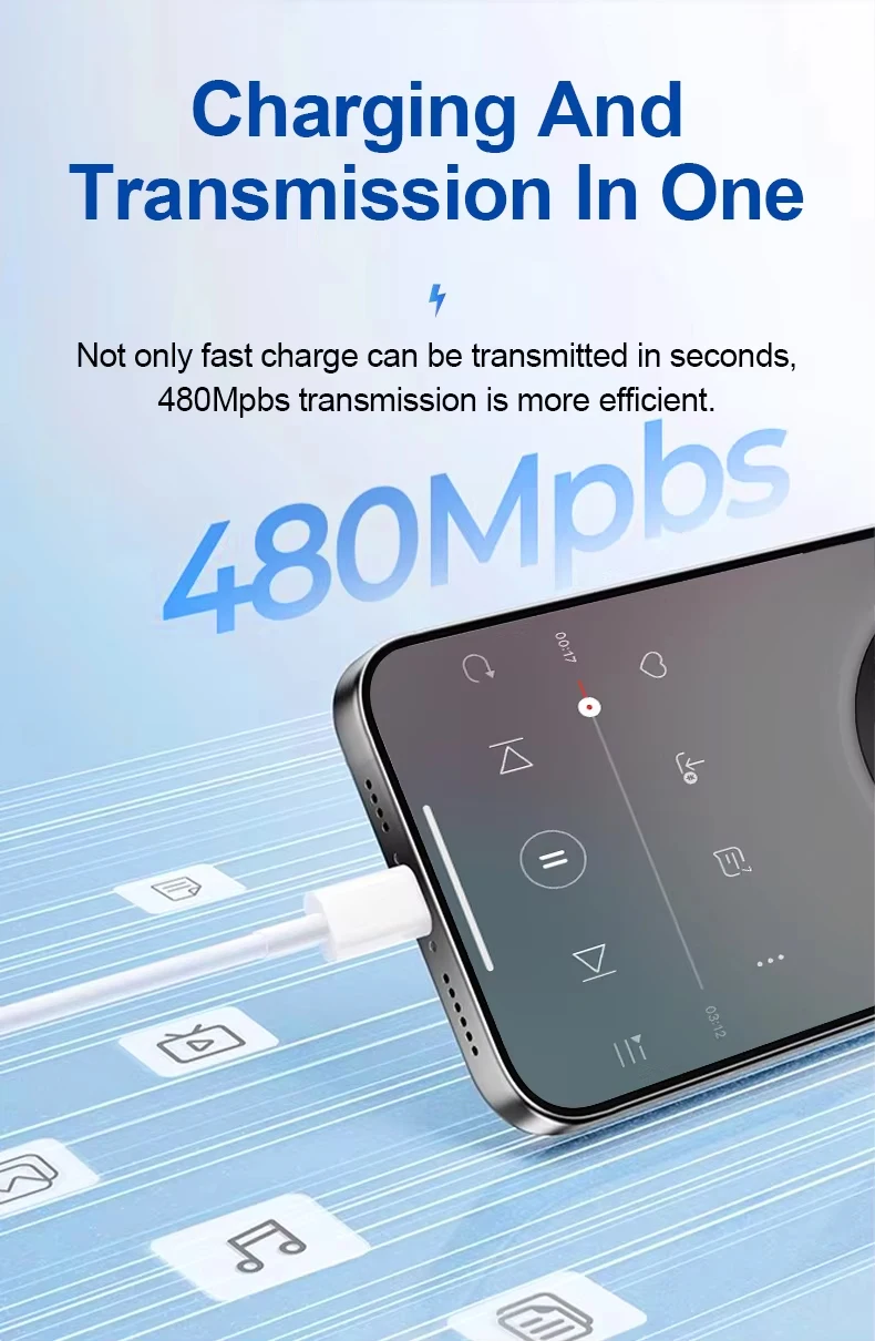 20W PD Lighting Cable Type C to Lighting Fast Charging Cord MFI Certified Wire for Iphone 14 13 12 11 Pro Max XS Max XR 6 7 8