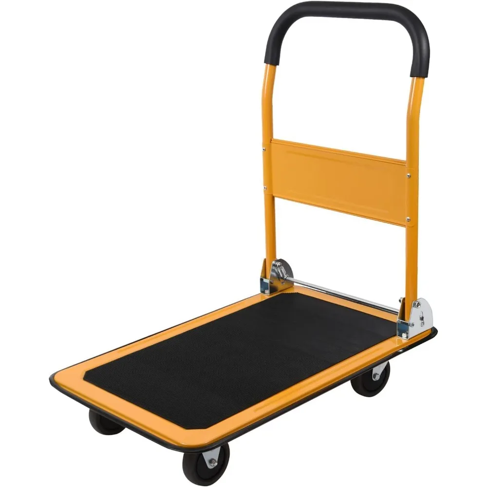 

Foldable Push Cart Platform Cart 330lbs Capacity 4 Wheels 28.7x18.5x32.3inches Yellow