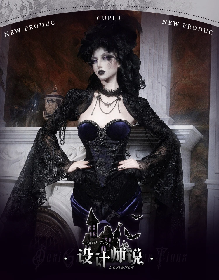 

Blood Supply Original Design Death Dark Blue Gothic Shiny Diamonds Beading Velour Jupe Vestido Halloween Luxury Slim Tube Top