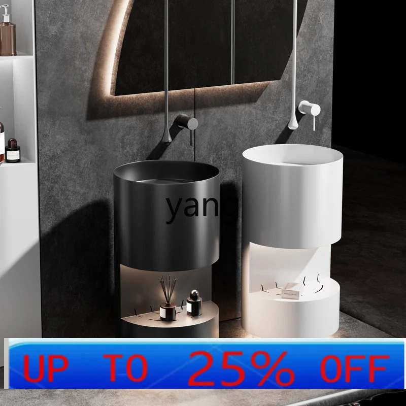 

CX round column type wash basin bathroom hotel stainless steel integrated column basin gold