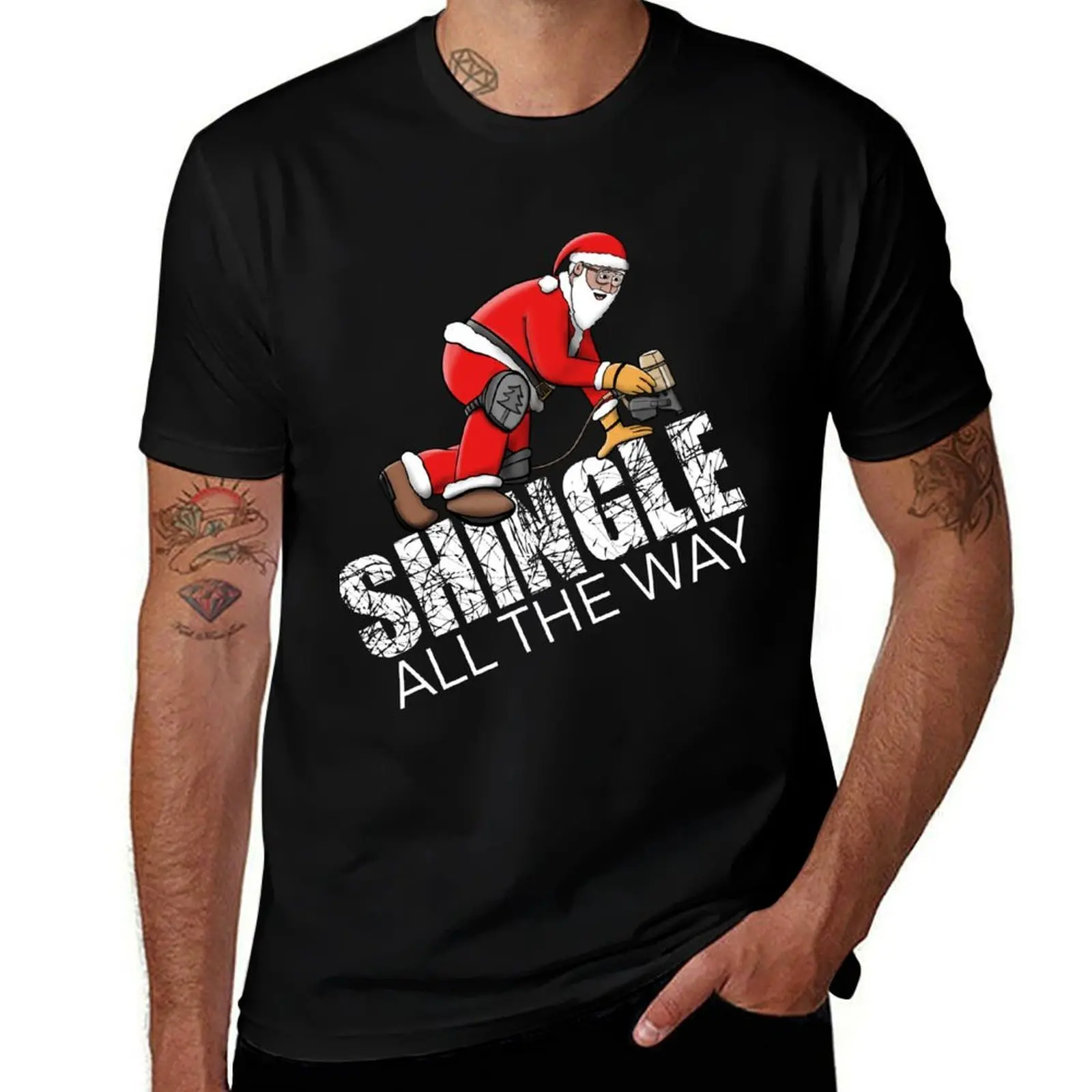 Roofing Christmas Shingle All the Way T-Shirt Basic Comfort Fit for Men T-Shirt
