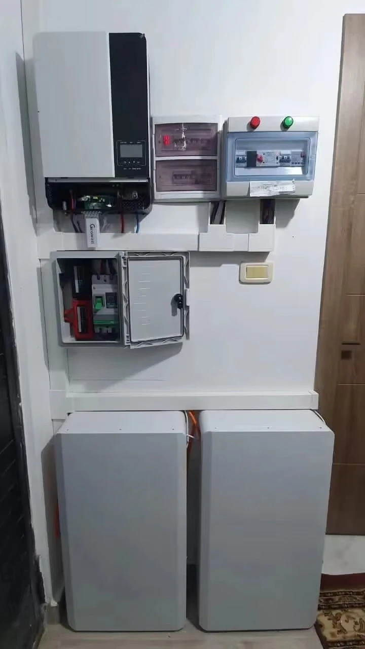 Single-phase 220V AC off-grid solar inverter for home appliances with solar panels and lithium batteries