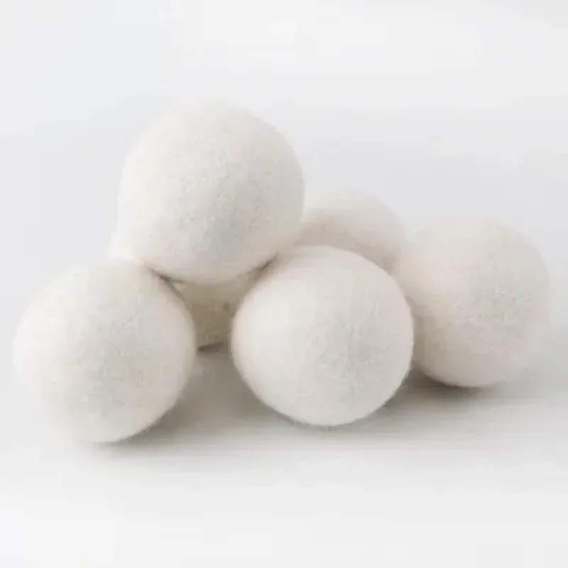 8Pcs 6cm Reusable Wool Dryer Balls Natural Fabric Softener Household Clothes Dryer Washer Anti-winding Cleaning Tools ﻿