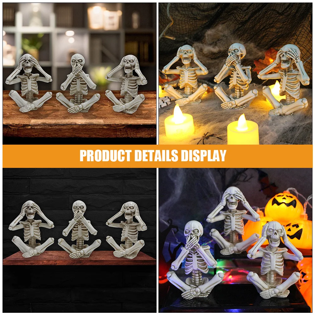 

3Pcs Resin Shelf Sitters Halloween Home Decor Tabletop Display Spooky Statue Evil Figure Halloween Decor