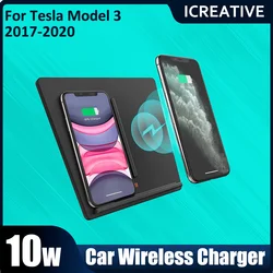 For Tesla Model 3 2017 2018 2019 2020 10W Wireless Charger  Accessories Dual Phone Charging Pad Car Center Console Interior