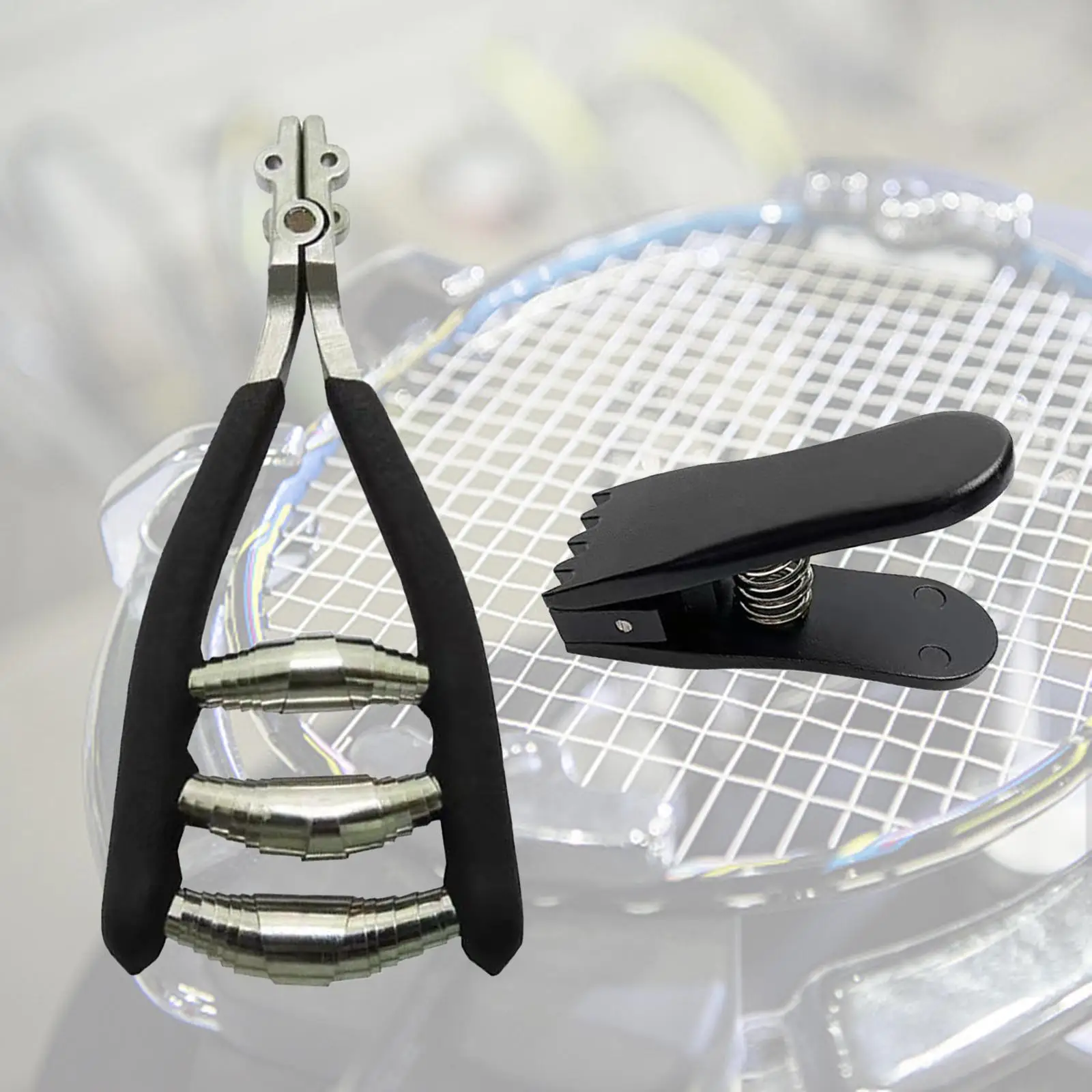 Herramienta de sujeción de abrazadera de arranque de bádminton, abrazadera de atado de arranque, Cabeza ancha, raqueta de Squash, tenis con equipo de Clip volador