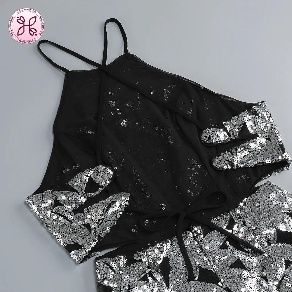 2025 Silver Embroidered Halter Gown | Waist-Cutout Sequin Dress | Elegant Banquet Maxi Dress Wholesale