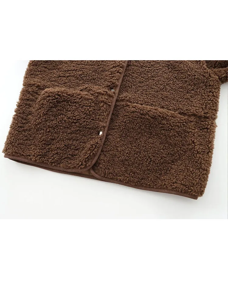 

HH женская зимняя маленькая ароматная однобортная куртка с круглым вырезом, теплая бархатная однобортная куртка, женская мода, повседневное универсальное короткое пальто