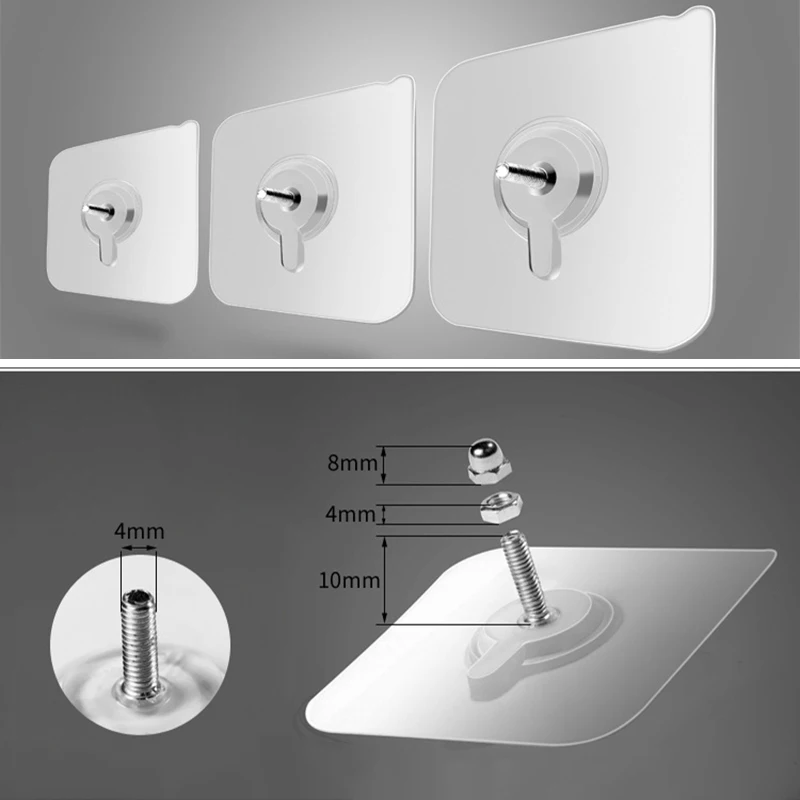 10Pcs Wall Hanging Seamless Nails Screw Stickers Punch-Free Wall Hooks for Photo Frame Painting Clock Non-Trace Adhesive Nails