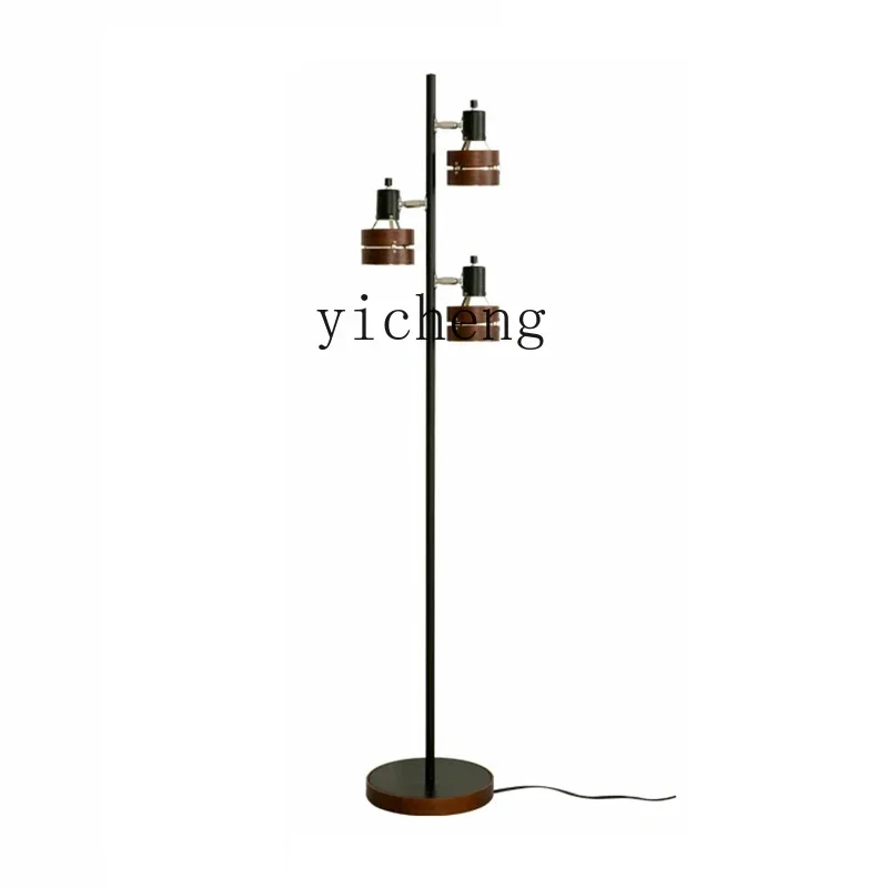 ZK Solid Wood 3-Head Led Soft Decoration Modern Living Room Bedroom Study Minimalist Creative Remote Control Floor Lamp