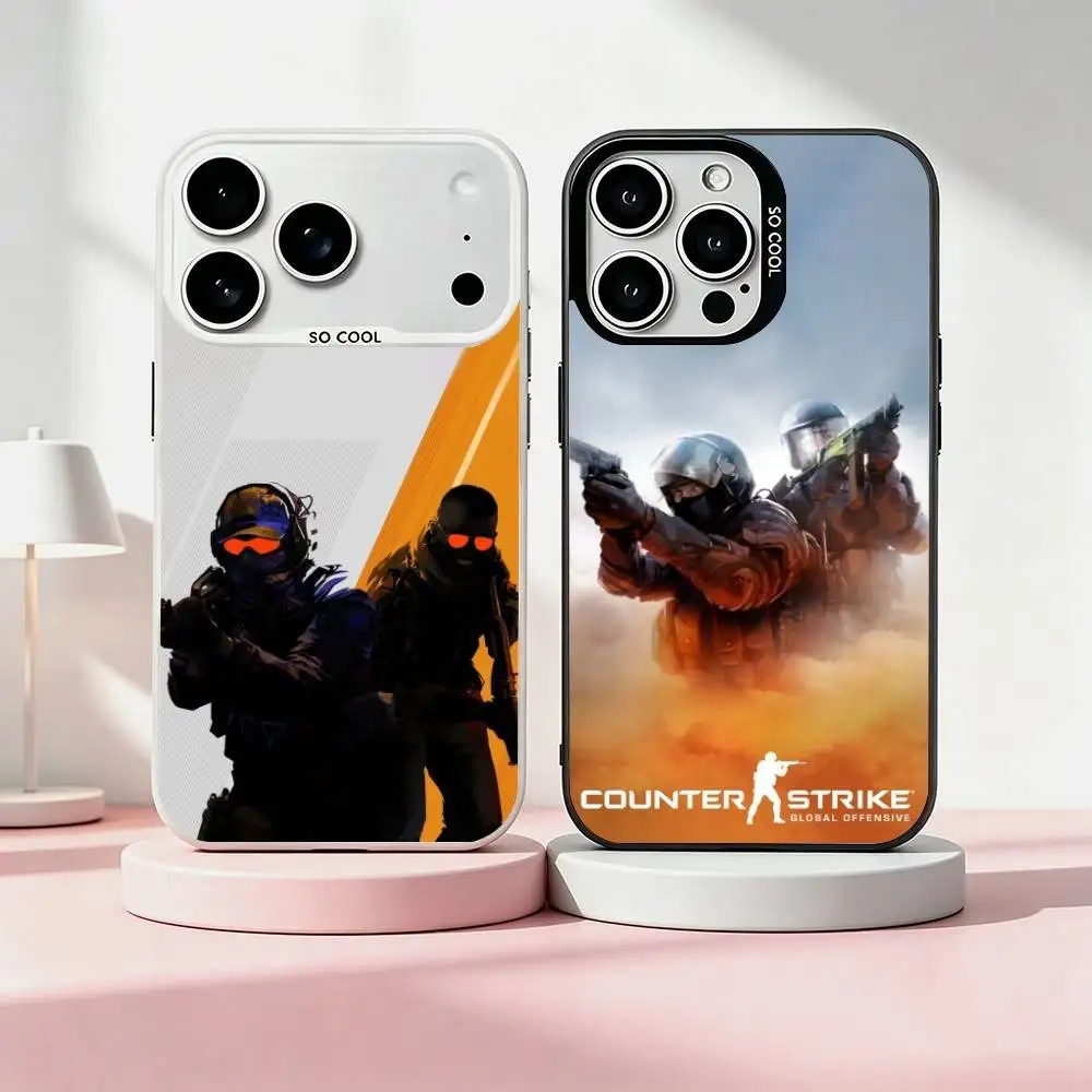 Game CS2 Counter S-Strike2  Phone Case For iPhone 17,16,15,14,13,12,11 Plus,Pro Max,XS,Colored Silver Plated Inside Cover Gift