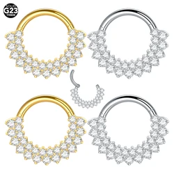 1PC Titanium 16G Cubic Zirconia Hinged Segment Nose Ring Piercings Nose Hoop Septum Daith Cartilage Earring Piercing Jewelry