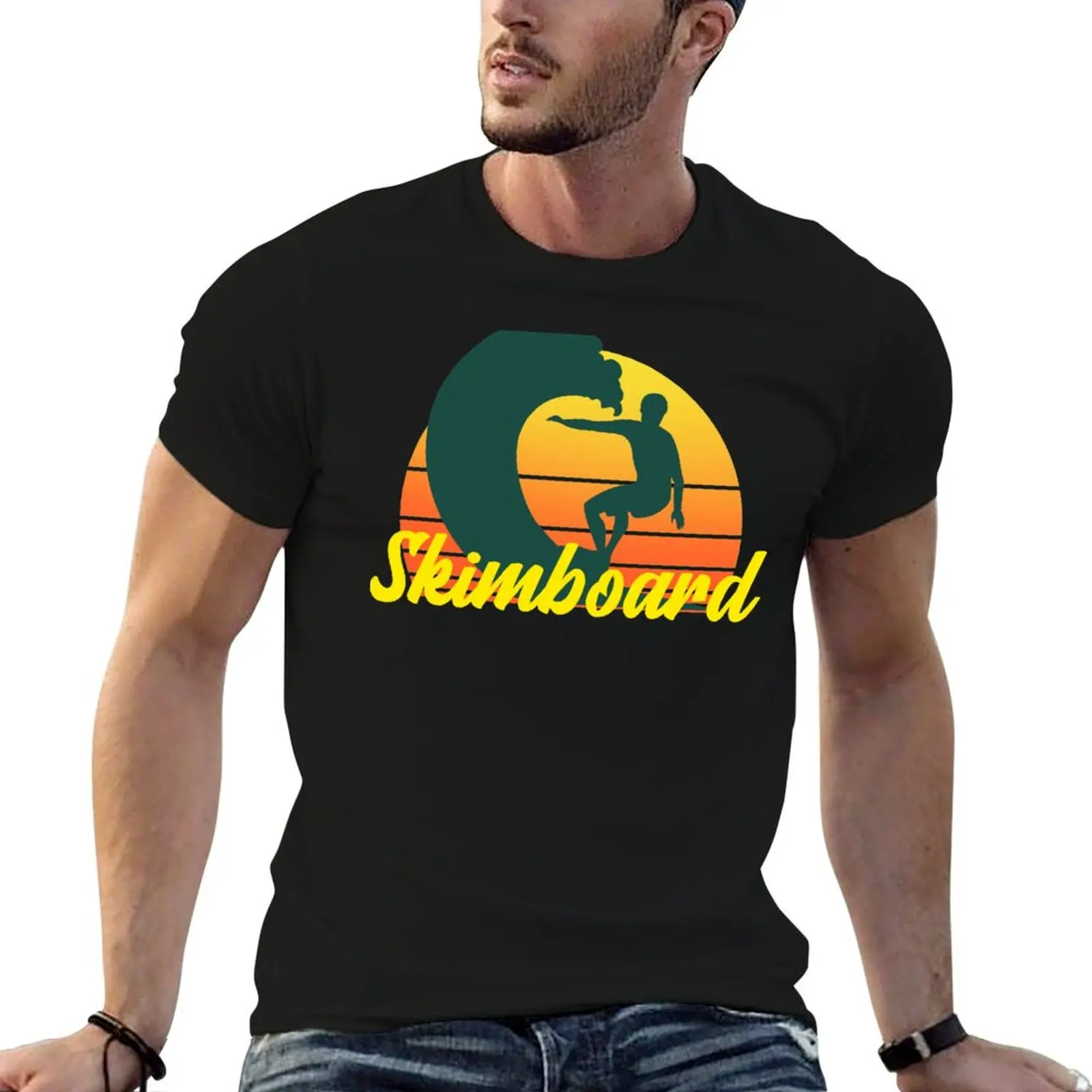 

Skimboard, Wave and Skimboarder Graphic T-Shirt man graphic t shirt printed t shirts for man T-Shirt