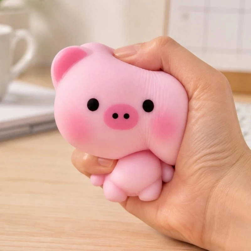 Pig-Shape Squeeze Toy with Soft TPR Structure, Pink 3D Character, and Squeezable Feel for Hands-On Squeezing, Play, and A2UB