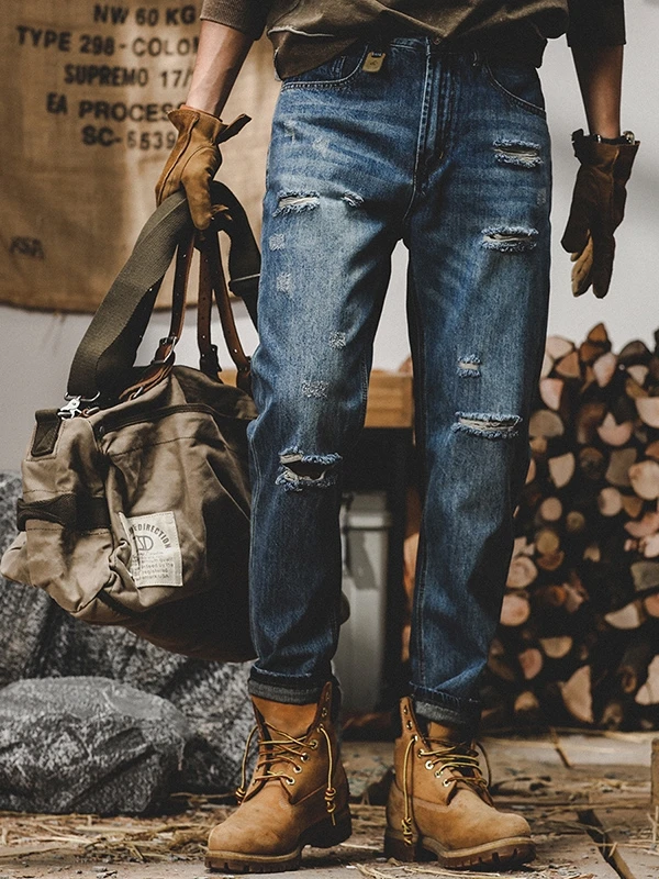 

American Sle Vintage Men's Jeans Casual Loose Straight Leg Denim Pants Autumn 2025 New Long Trousers Wear Resistant Cotton ...