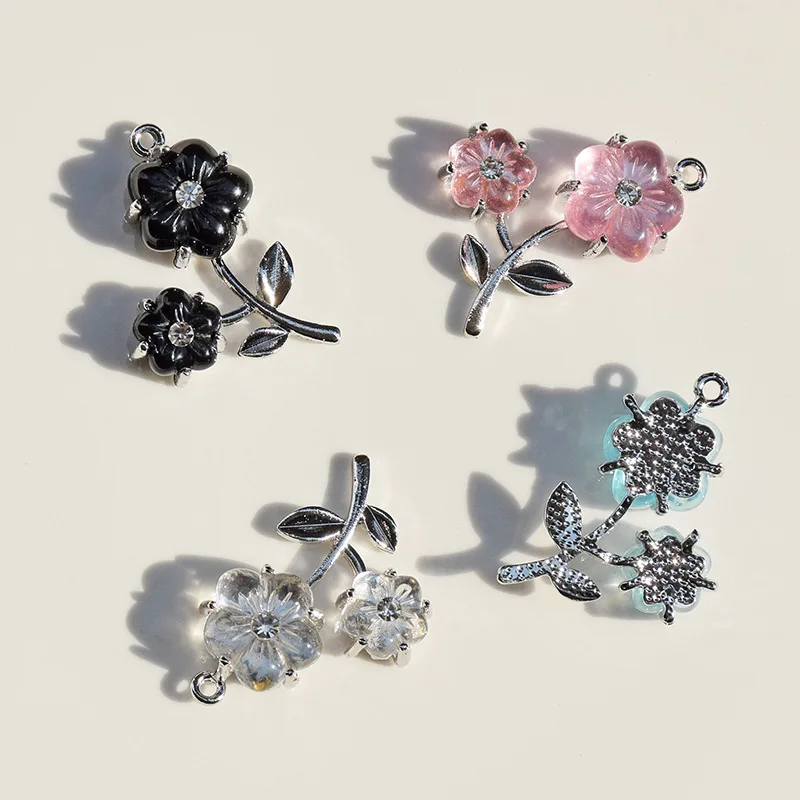 10Pcs Fashion Crystal Flower Charms Alloy Penent For Jewelry Making Diy Bracelet Necklace Earrings Handmade Accessories Supplies