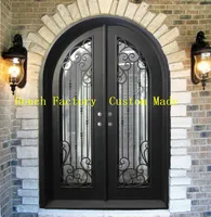 Black Frame Exterior Balcony Wrought Iron Doors Home Double Security Main Gate Price