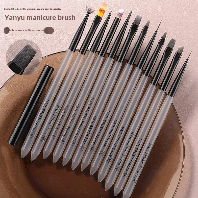 

New Product Nail Beauty Shop Pen Tool Nail Art Brush Set Red Transparent Acrylic Handle Nail Art Brush Set with Case